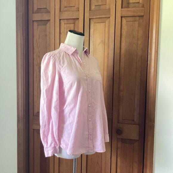 Old Navy Pink & White Striped Buttondown Blouse, Size XS - Picture 1 of 8